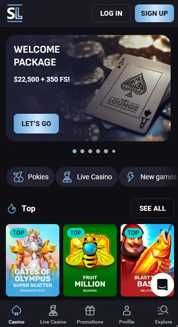 Slotlounge Progressive Web App installed on a mobile home screen